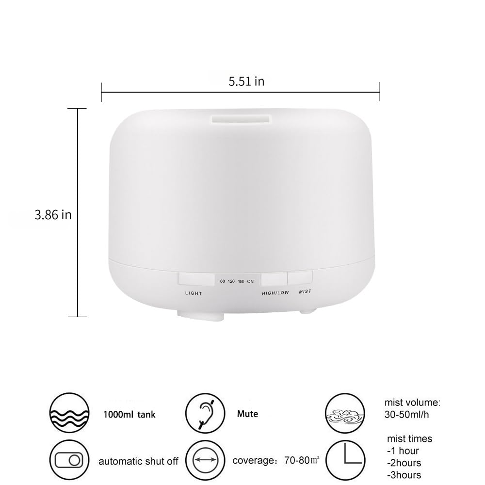 LSLCQW diffuser remote control enables hands-free mist and light adjustments from anywhere.