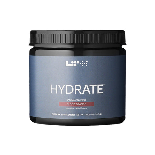 LTH Hydrate Blood Orange powder in tub, ideal for daily hydration.