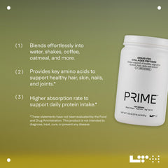 LTH Prime collagen peptides nutrition label for clear ingredient details.