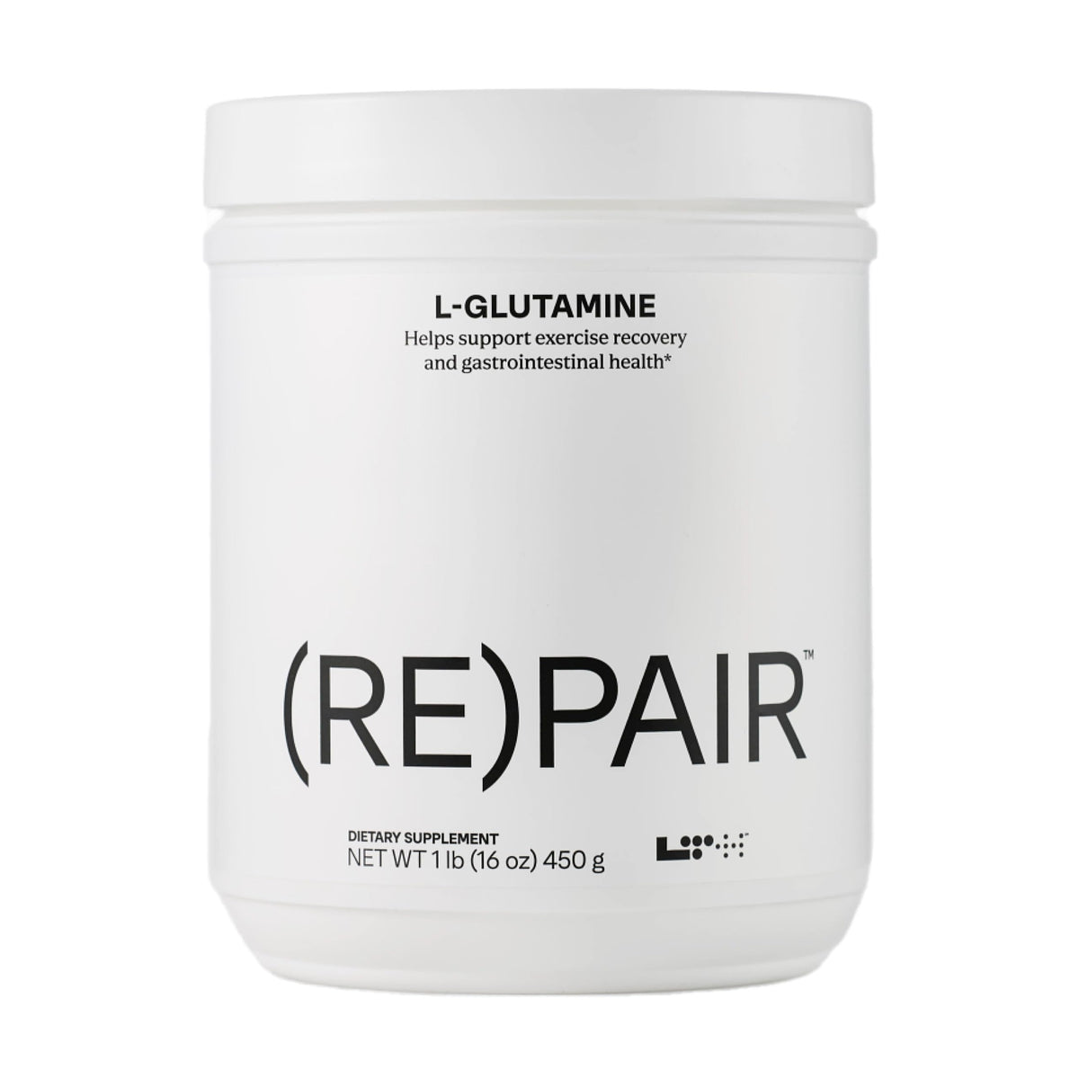 LTH Repair L-Glutamine bottle front showing unflavored supplement