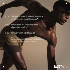 NSF-certified vegan badge on LTH Repair L-Glutamine packaging
