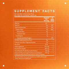 LTH Shift dosing scoop showing precise serving of plant-based fiber.