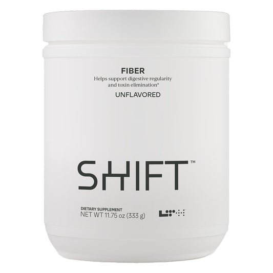 LTH Shift unflavored bottle with prebiotic fiber for daily gut support.