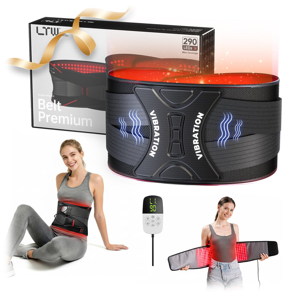 LTW red light therapy belt front view showing wide coverage for back and waist