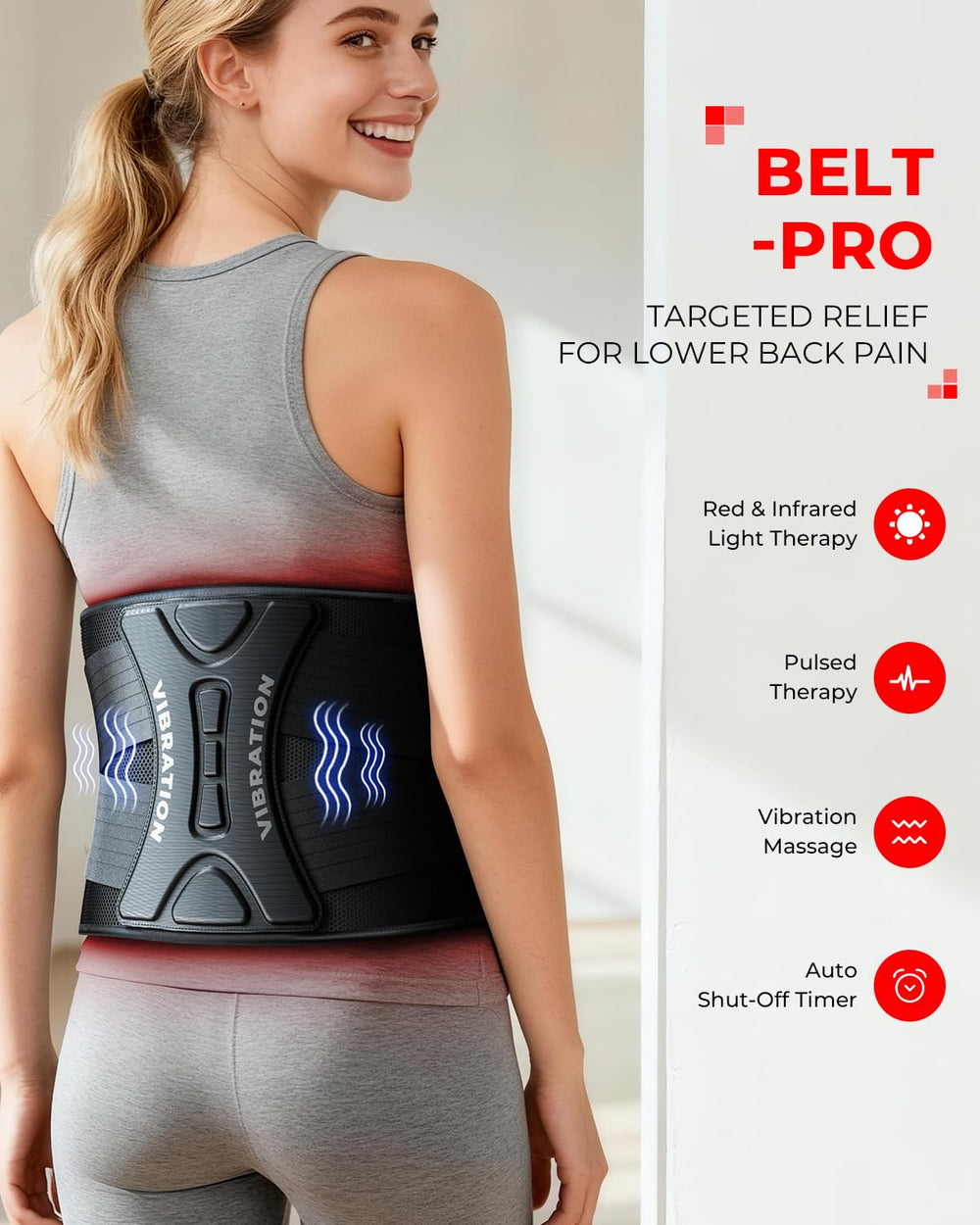 LTW belt worn around the waist shows ergonomic fit with adjustable straps