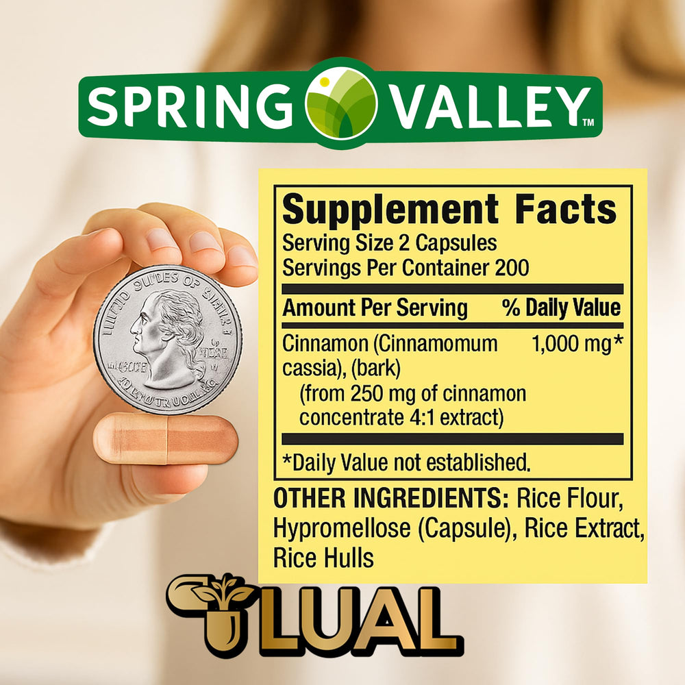 LUAL cinnamon ingredients panel highlights organic cinnamon bark powder