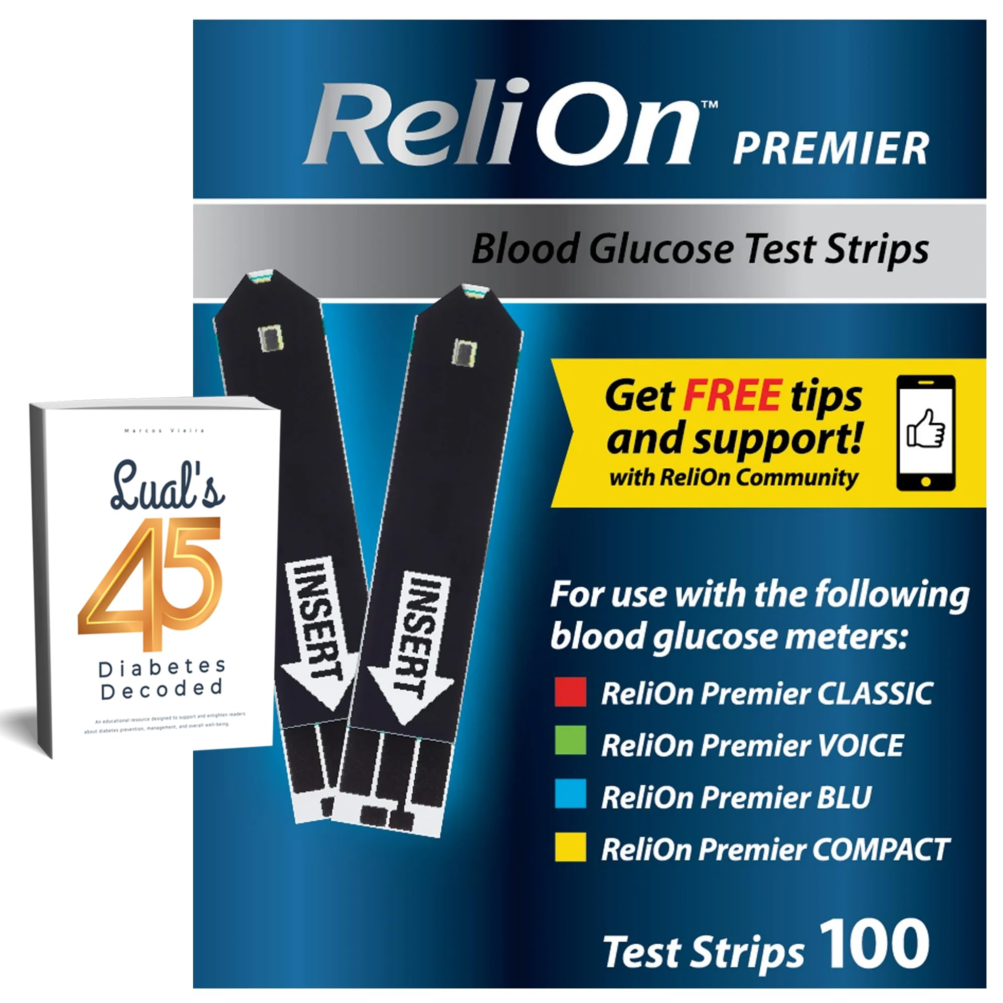 LUAL Premier blood glucose test strips 100 count for accurate home monitoring