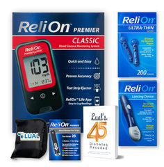 LUAL Premier glucose monitor for fast, clear results on the go.