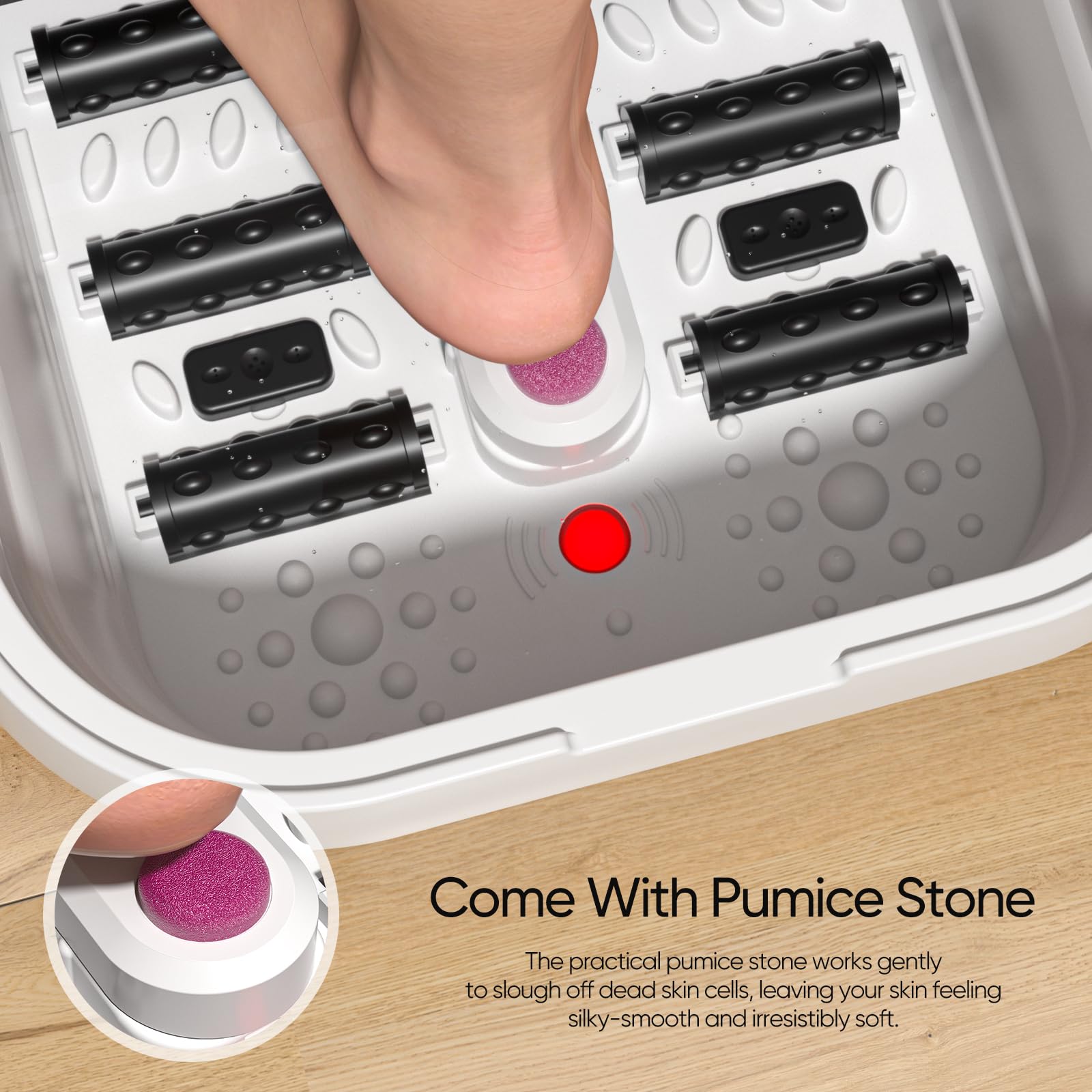 LUBBYGIM built-in Shiatsu rollers for gentle foot massage