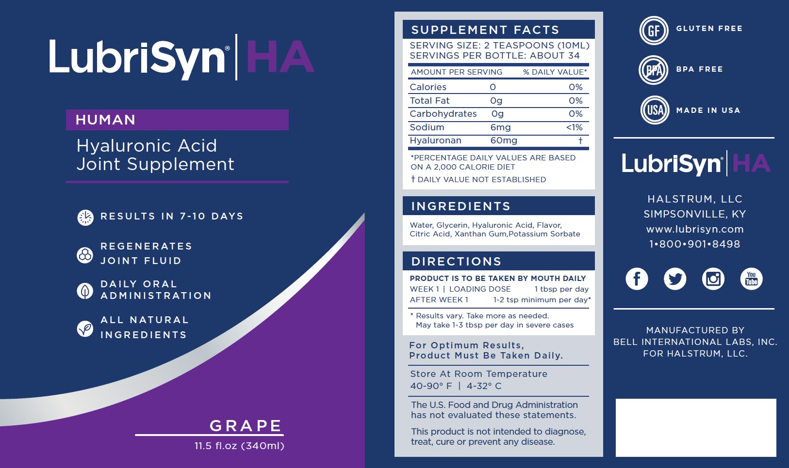 LubriSynHA bottle grape back view showing labeling and quality.