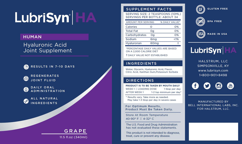 LubriSynHA bottle grape back view showing labeling and quality.