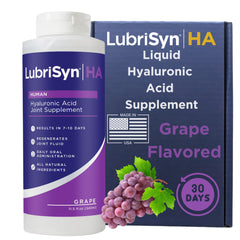 LubriSynHA grape flavor bottle supports daily joint support and hydration.