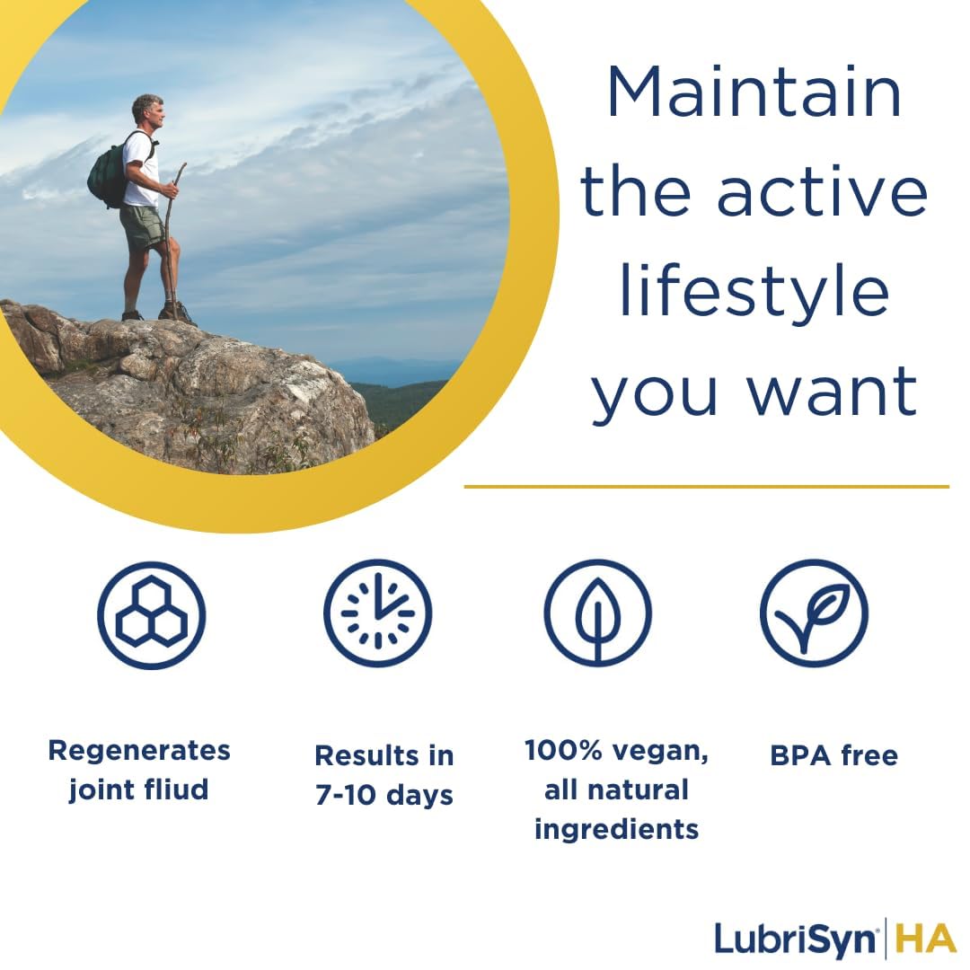 LubriSynHA joint health and mobility visuals emphasize flexibility for active living.