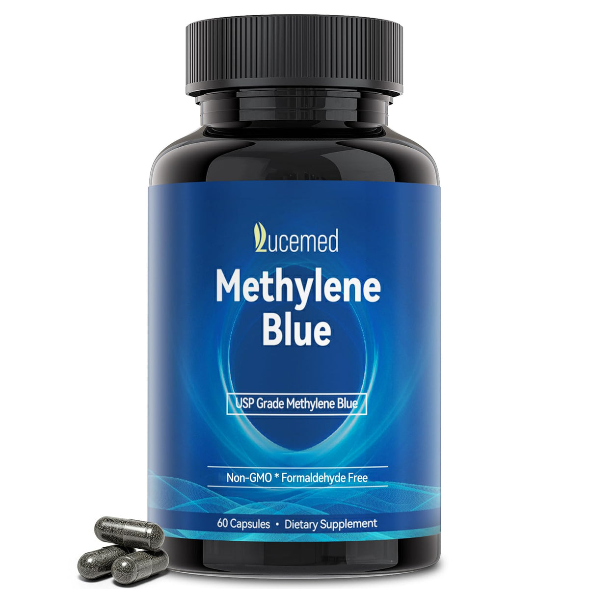 Lucemed Methylene Blue capsules close-up view for daily-use reliability