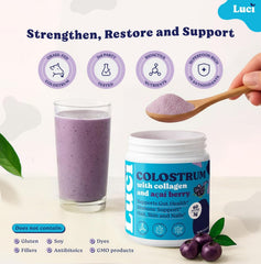 Luci Nutrition Colostrum Powder smoothie bowl showcases convenient daily nourishment.