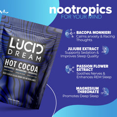 Lucid Dream Mushroom Hot Cocoa adaptogen blend highlights calm and balance