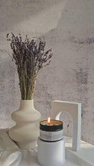 Lucir Store Healing Chakra candle with black obsidian grounds root energy and protection.