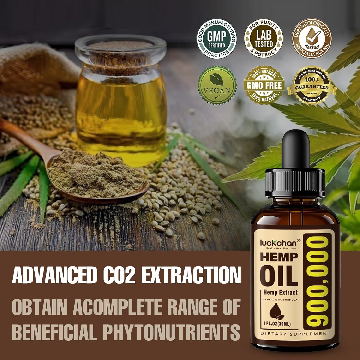LUCKCHAN CO2 extraction process illustrated for full-spectrum potency.