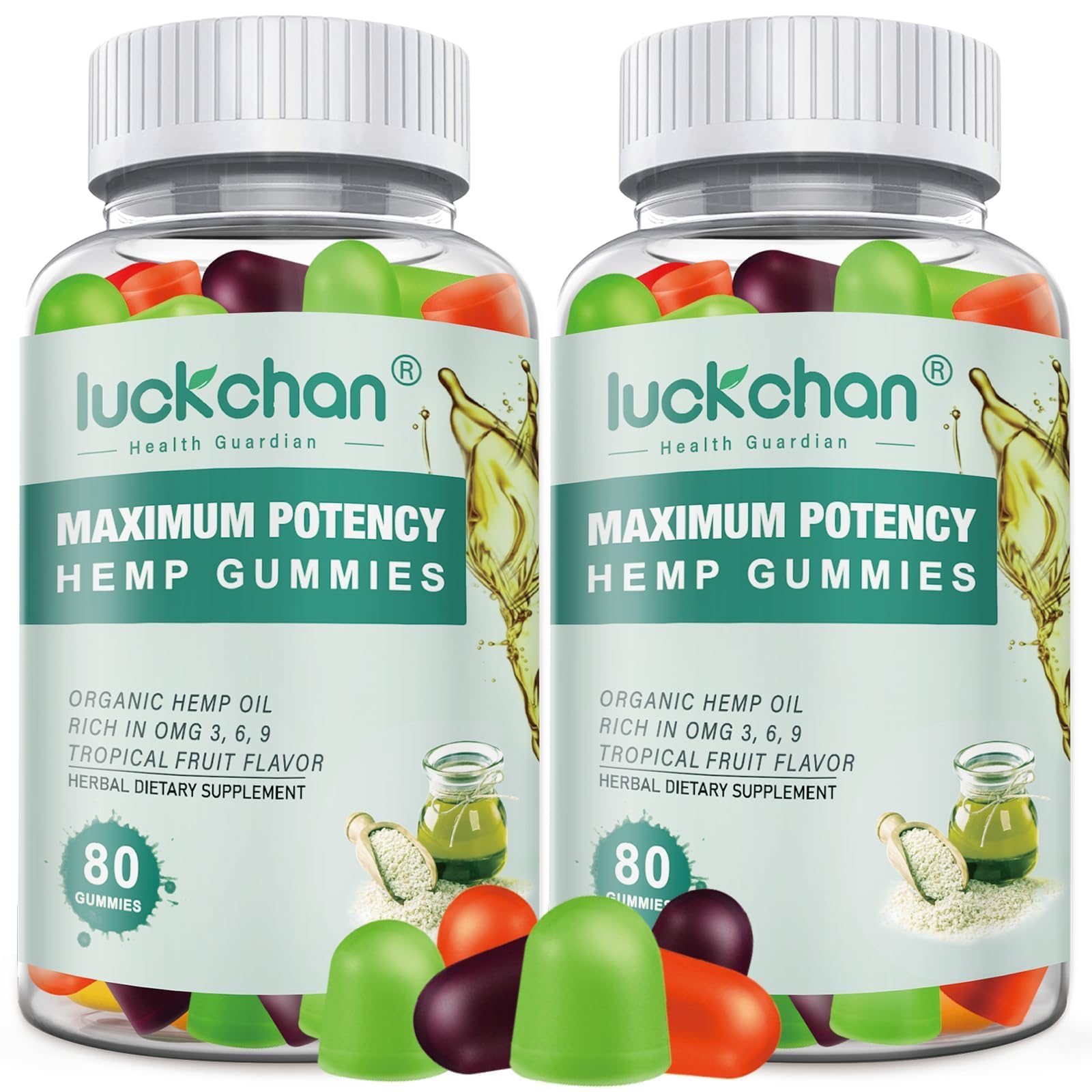 LUCKCHAN hemp gummies 2-pack bottles for convenient daily wellness