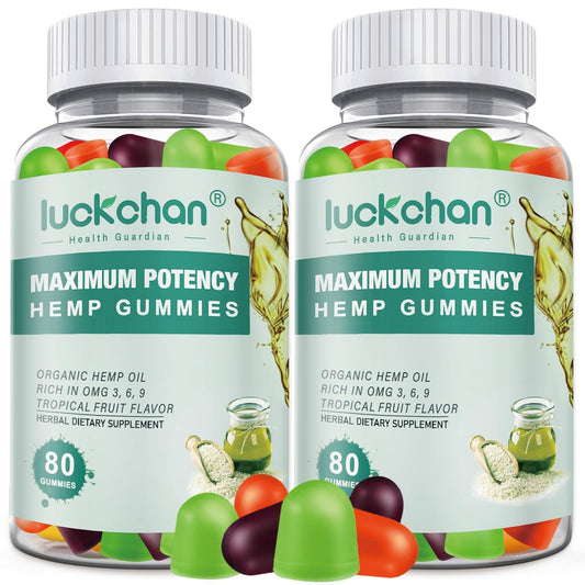LUCKCHAN hemp gummies 2-pack bottles for convenient daily wellness
