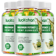 LUCKCHAN hemp gummies 3-pack bottles for easy daily use and consistent dosing.
