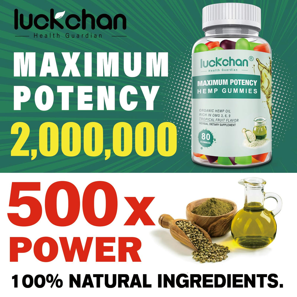 LUCKCHAN gummies close-up showing chewy texture and natural flavor.