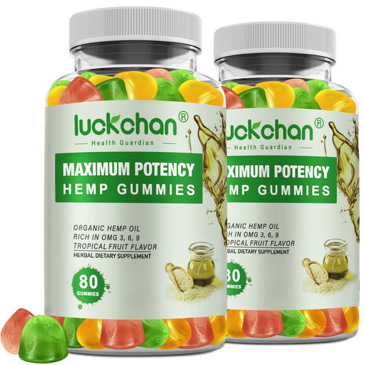 LUCKCHAN hemp gummies high potency bottle front for easy daily use