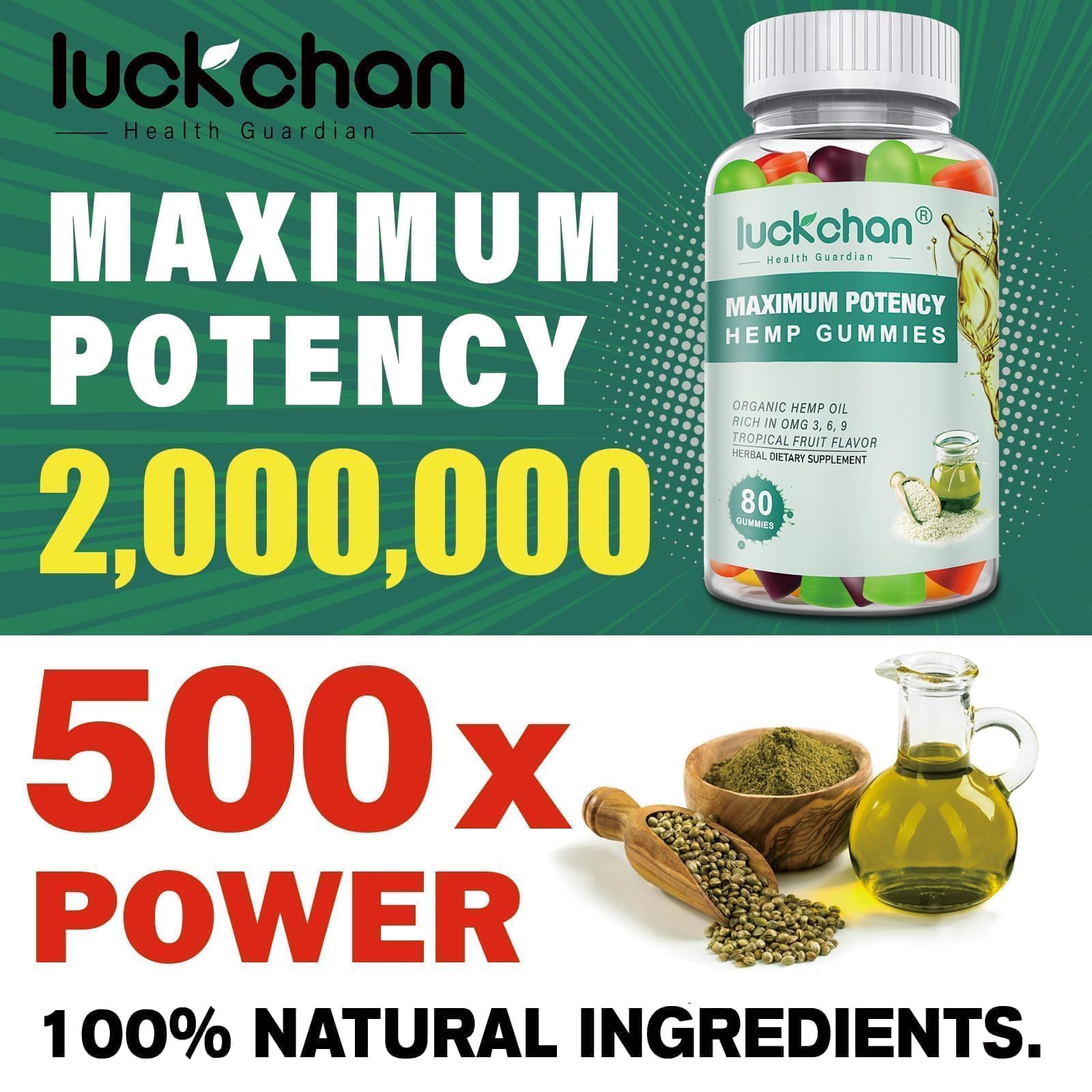 LUCKCHAN high potency gummies close-up, easy daily consumption