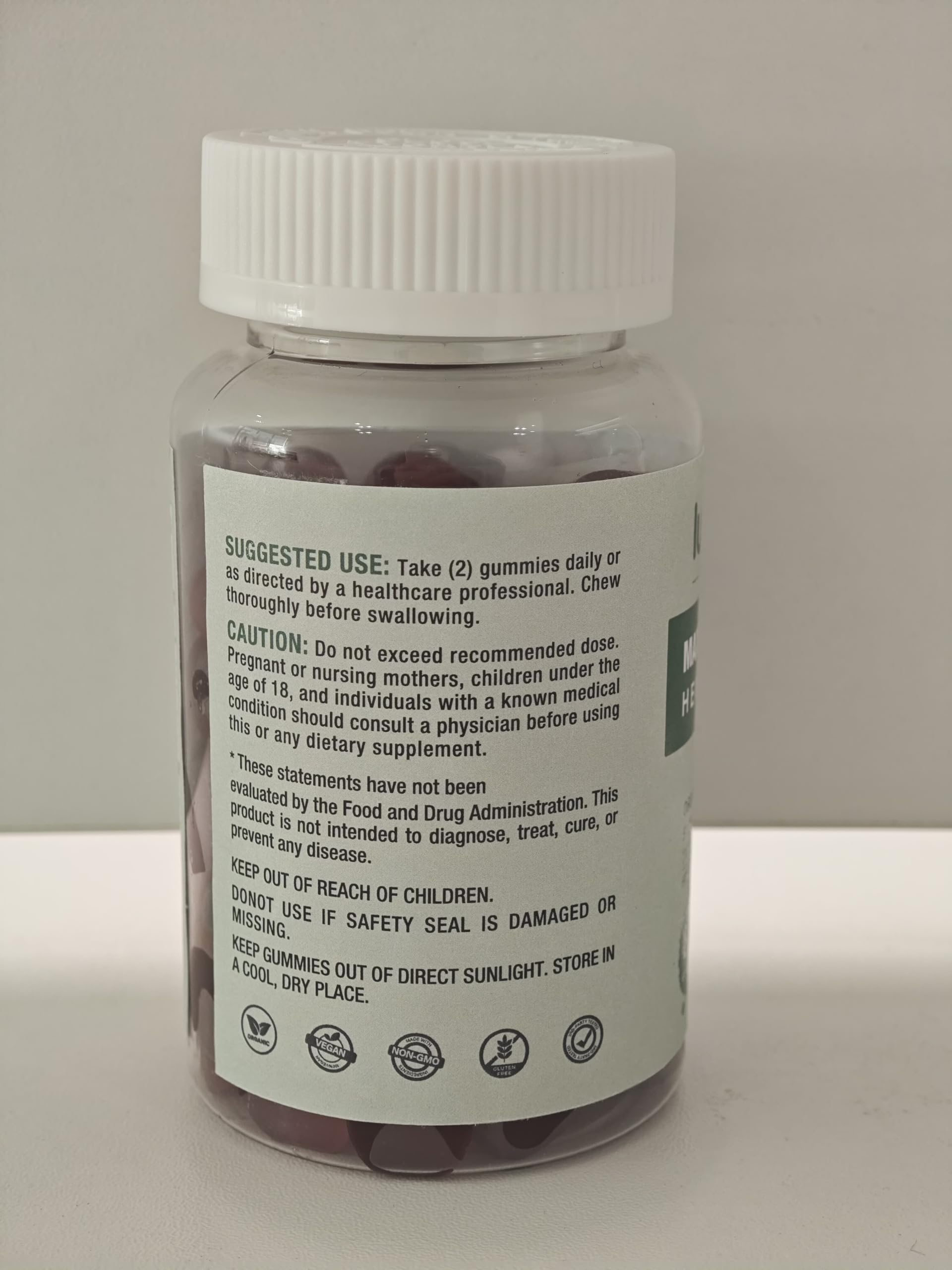 LUCKCHAN Omega Gummies Adults Organic 160 ingredient panel image with organic, non-GMO notes