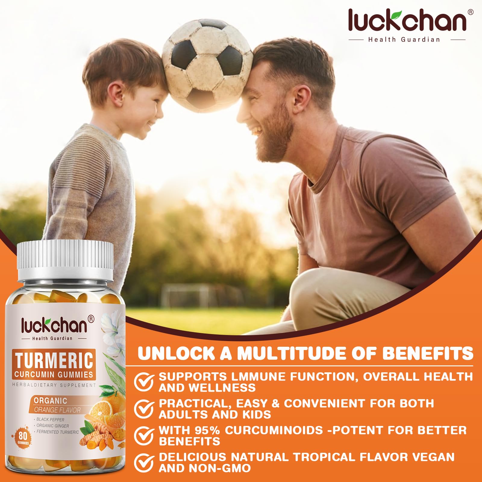 LUCKCHAN Vegan, non-GMO, dairy-free packaging communicates clean, plant-based formulation.