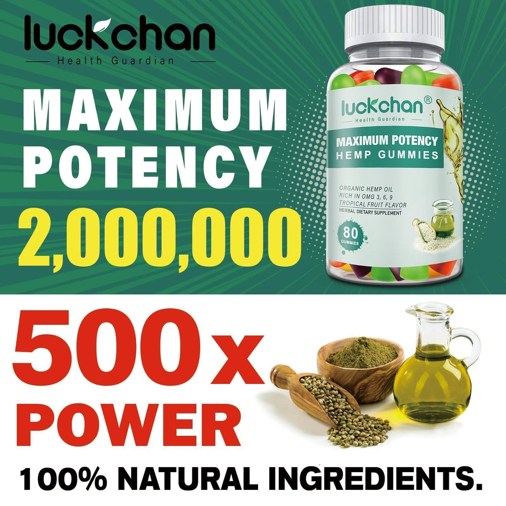 LUCKCHAN two-bottles-pack shows convenient, high-potency hemp gummies