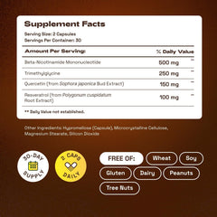 LUCKDATE nmn-ingredients label image indicating clean, non-GMO composition.