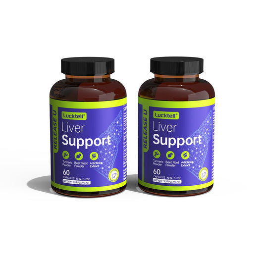 LuckTell liver supplement bottle shown with 120 capsules for daily support