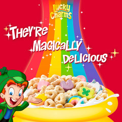 Lucky Charms Treat Bars display clovers, a lucky option for school lunches.