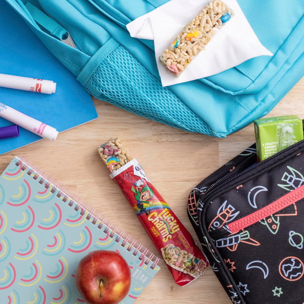 Lucky Charms Treat Bars featuring shooting stars create a celebratory snack during break time.