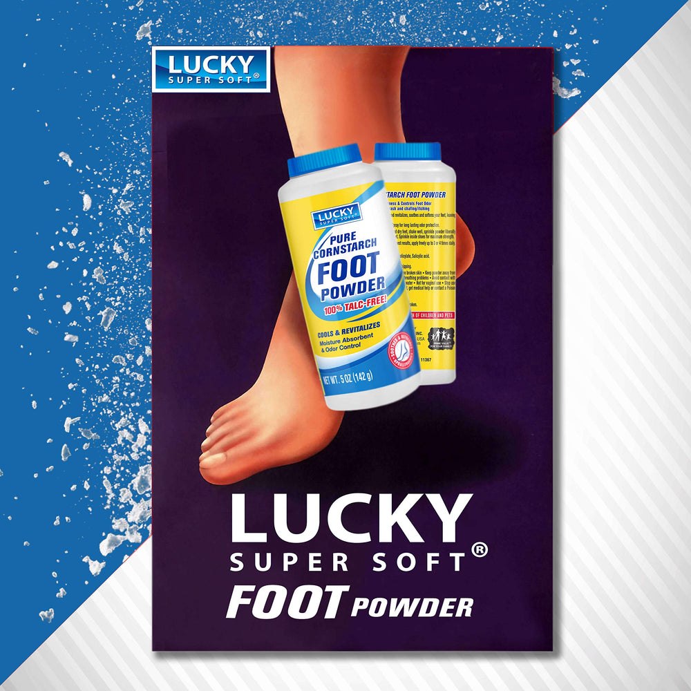 Lucky Super Soft brand logo closeup signals a trusted cornstarch-based formula.