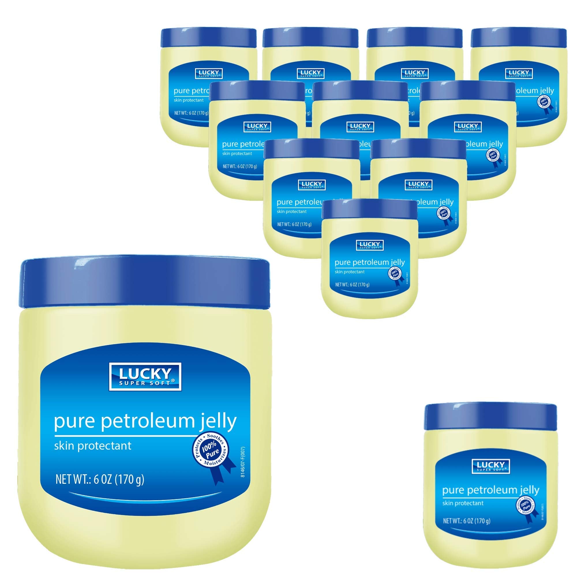 Lucky Super Soft unscented 6 oz jar close-up for dry skin care.