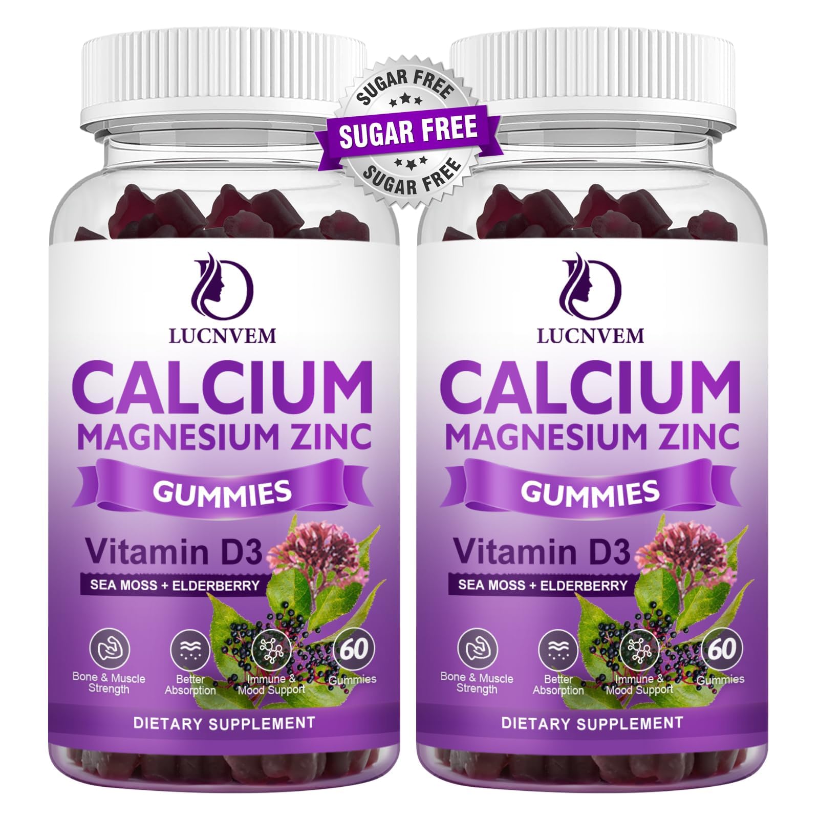 LUCNVEM 2-pack bottle shows convenient mineral gummies for daily intake.