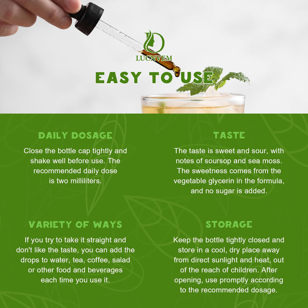 LUCNVEM ready-to-use drops fit into meals or beverages for convenience.