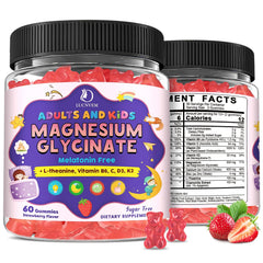 LUCNVEM magnesium glycinate gummies bottle with strawberry flavor for gentle sleep support.