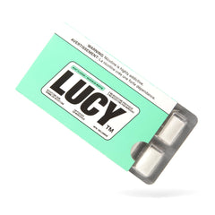 Lucy nicotine gum 2mg mint packfront for convenient on-the-go craving relief.