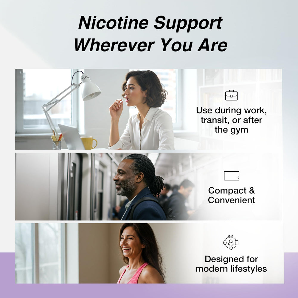 Single gum piece shown, demonstrating 2 mg nicotine per piece usage.