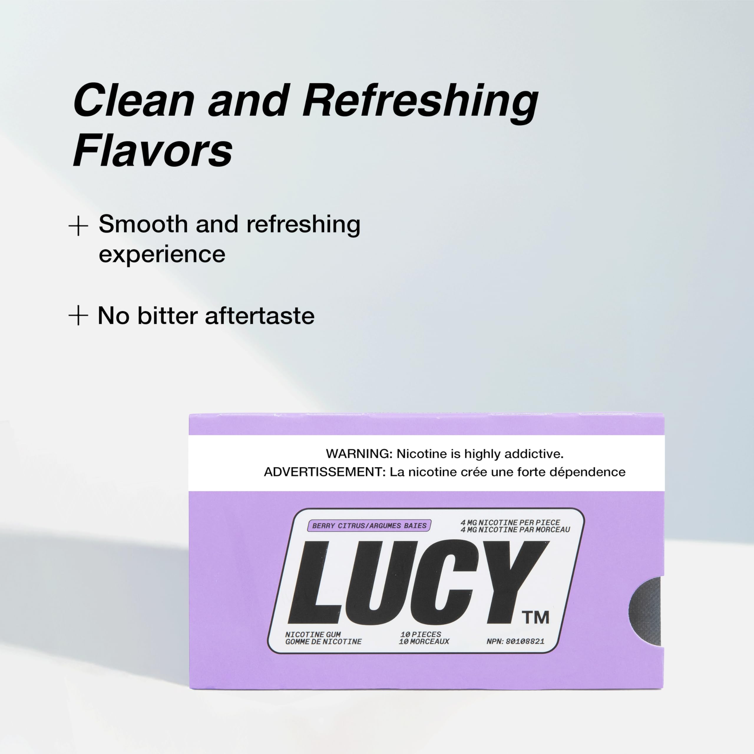 Lucy Nicotine Gum Berry Citrus single piece ready to chew