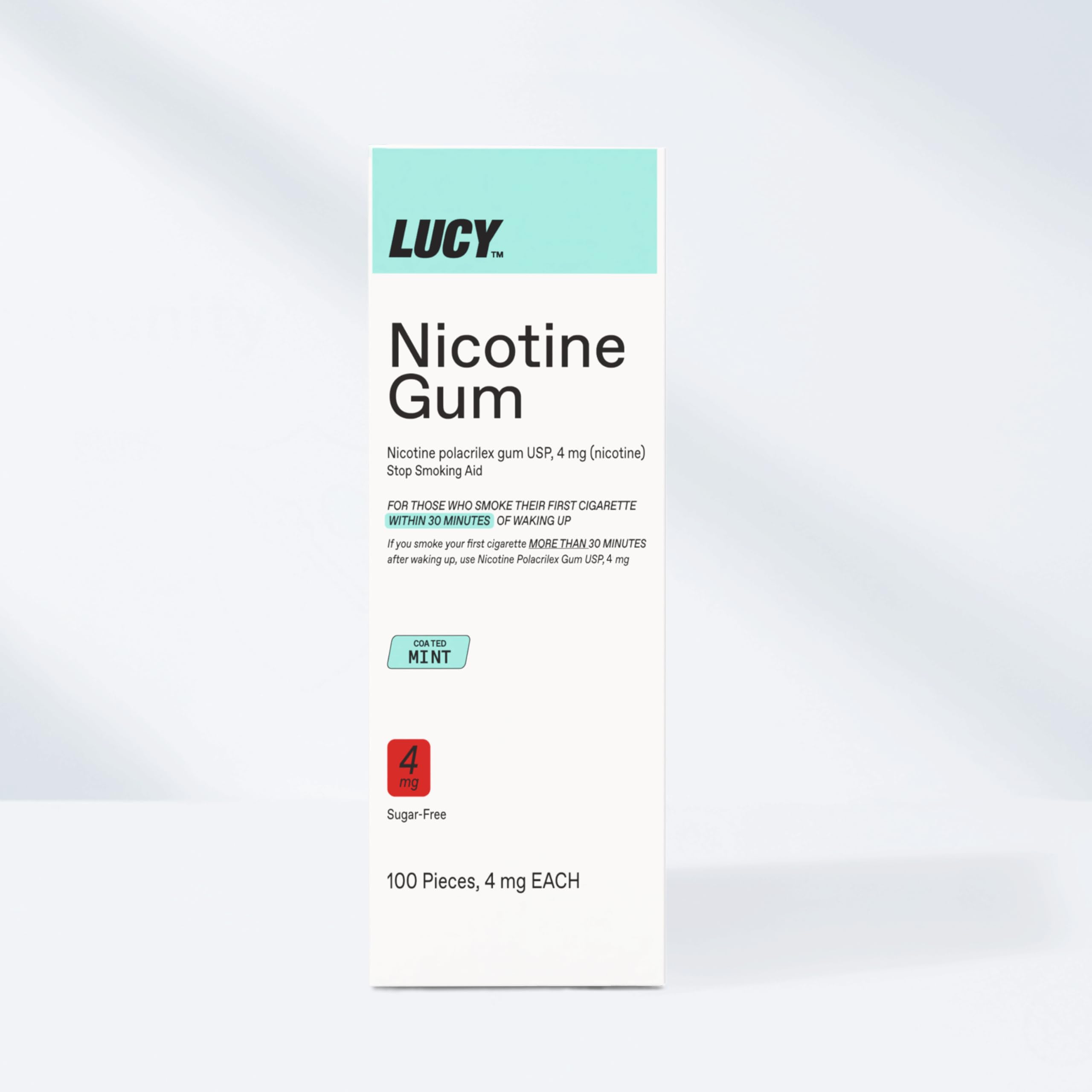 Compact pack of LUCY NRT Mint Gum for on-the-go use.