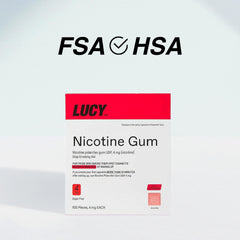 LUCY NRT Cinnamon gum dispense action highlighting quick-use.