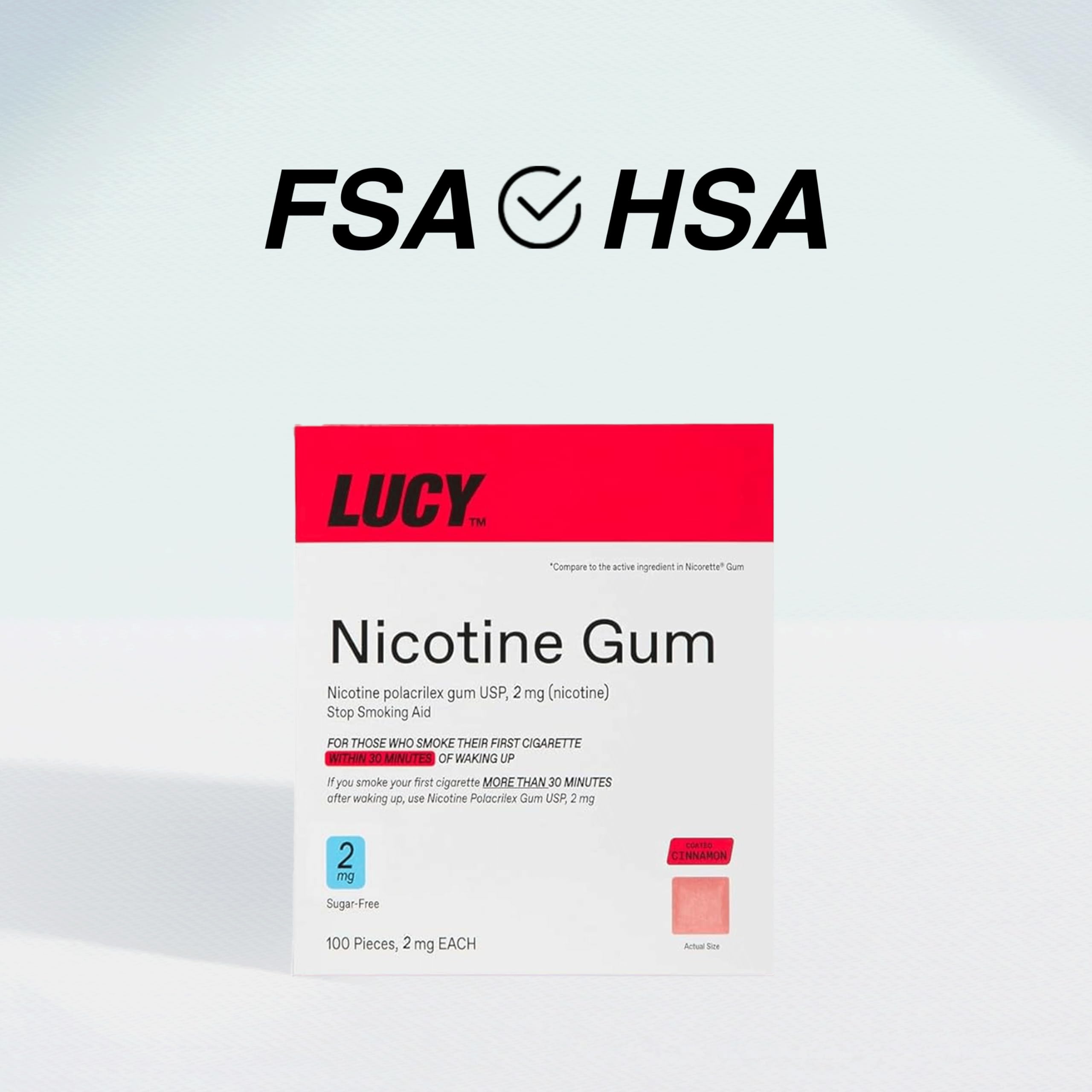 Lucy NRT Cinnamon gum on shelf brand display