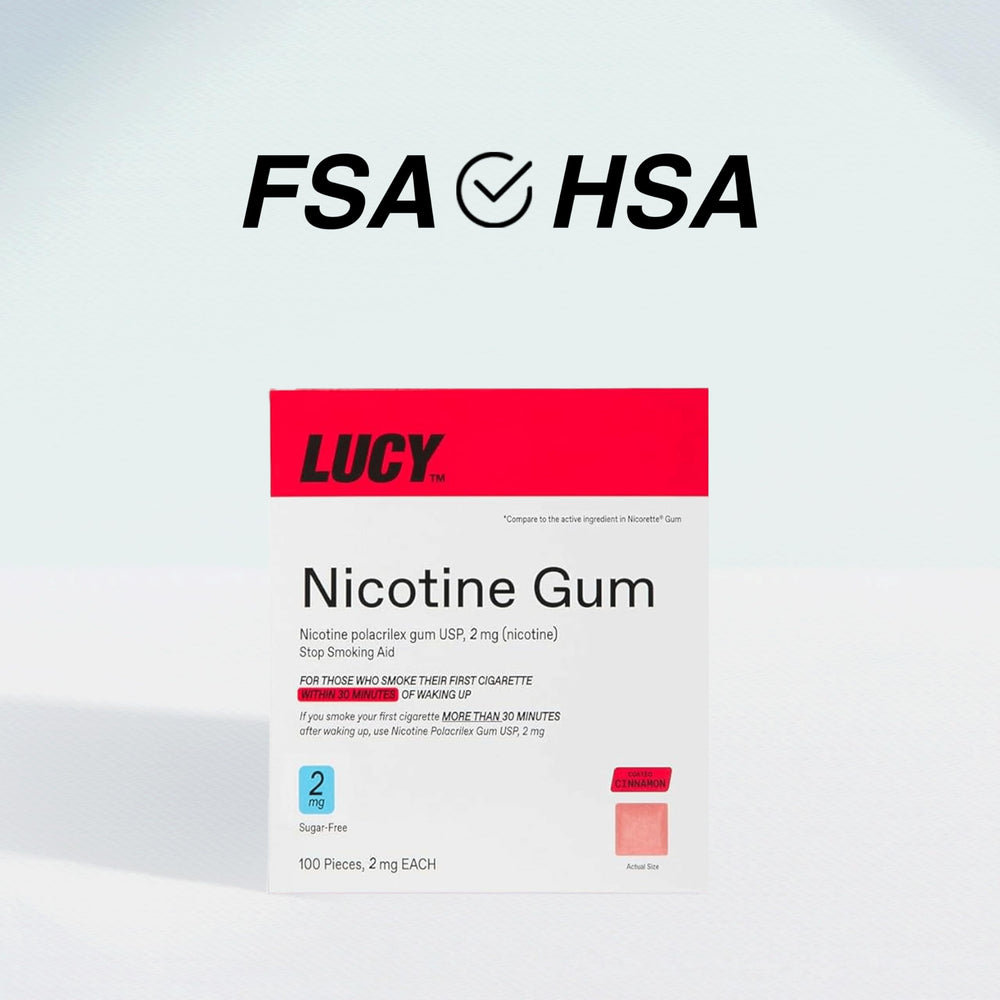 Lucy NRT Cinnamon gum on shelf brand display