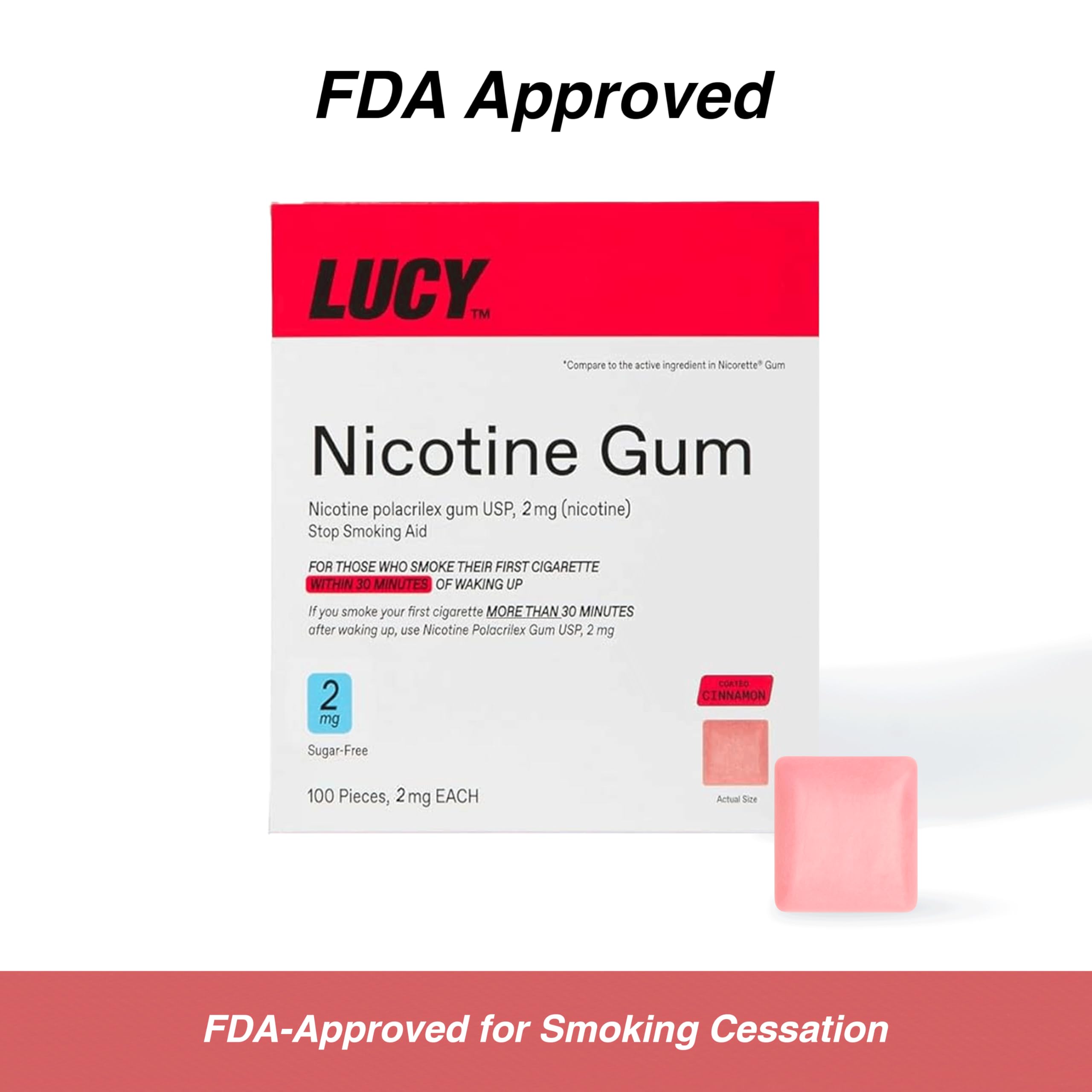 Lucy NRT Cinnamon gum safety label and storage