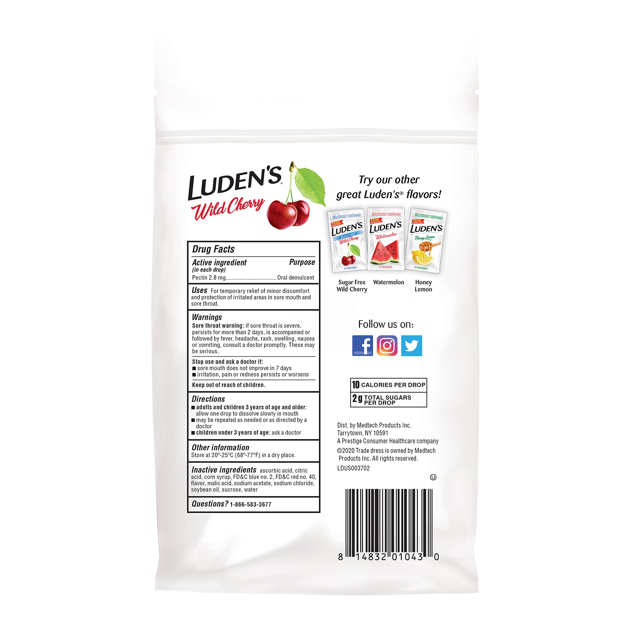 Luden's Wild Cherry flavor offering refreshing taste and soothing feel.