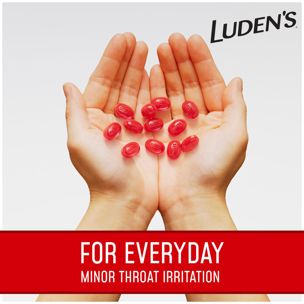 Close-up of Luden's Wild Cherry flavor and soothing texture.